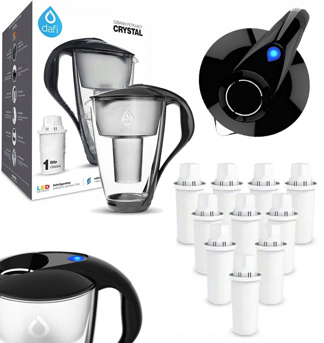Glass filter jug Dafi Crystal LED 2l + 10x Filter Dafi Classic