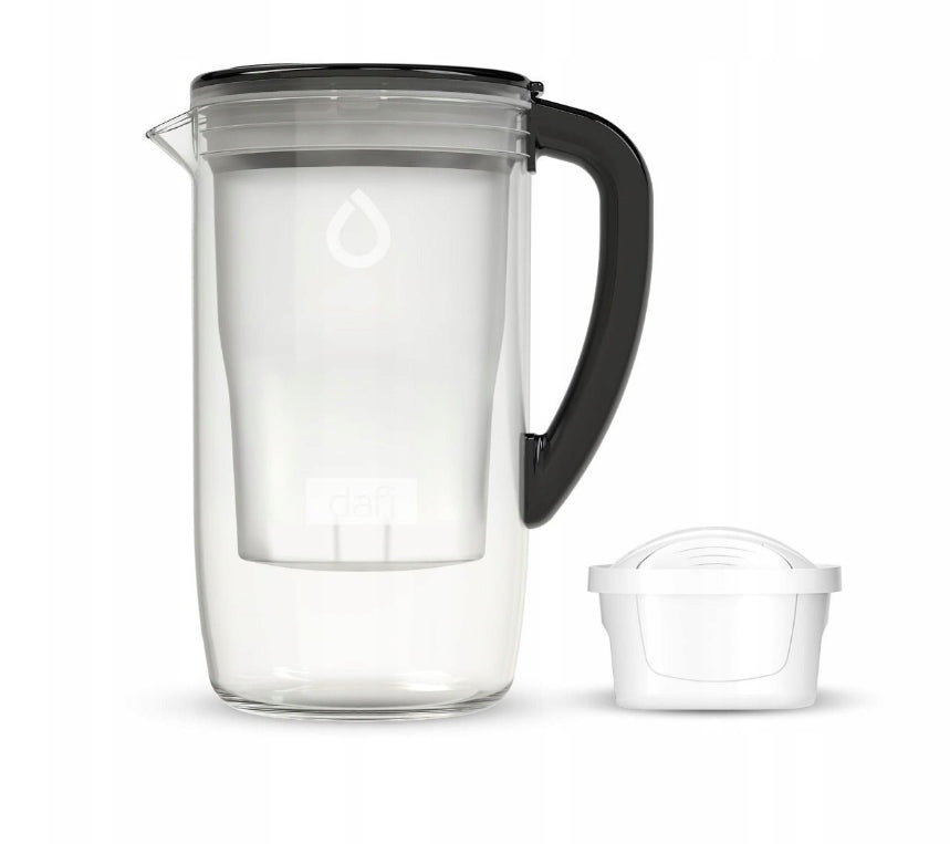 Glass filter jug Dafi PRISMA LED +1 Unimax filter (black)