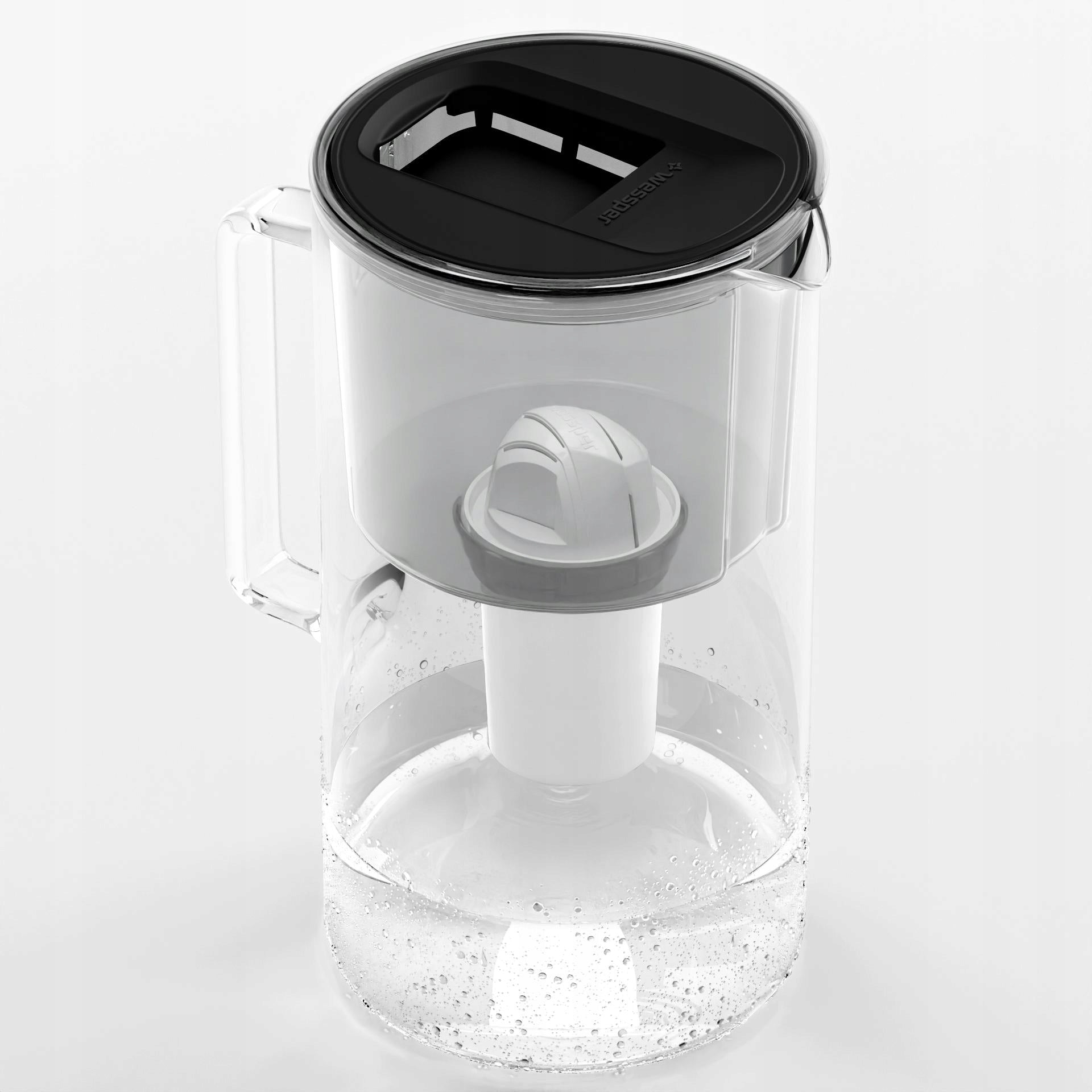 Glass filter jug Wessper 3l D2 BOROSILICATE black + 1x filter Manufacturer code WES202-BK