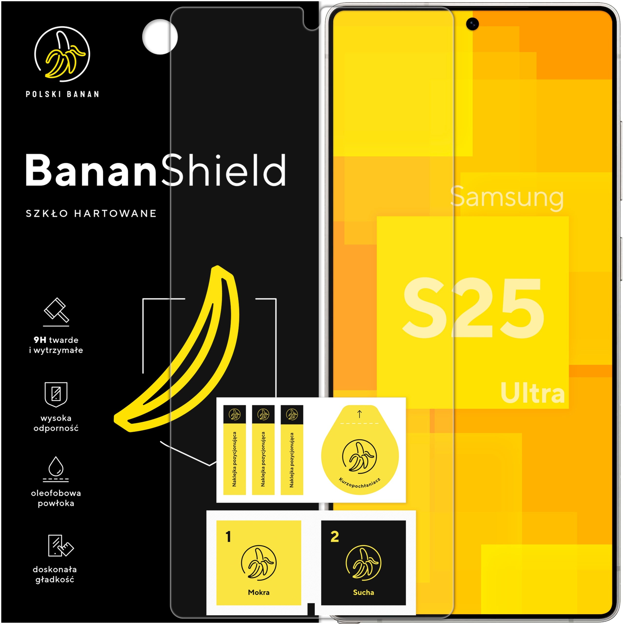 Glass for Samsung S25 Ultra Tempered 9H, Fast Protective BananShield