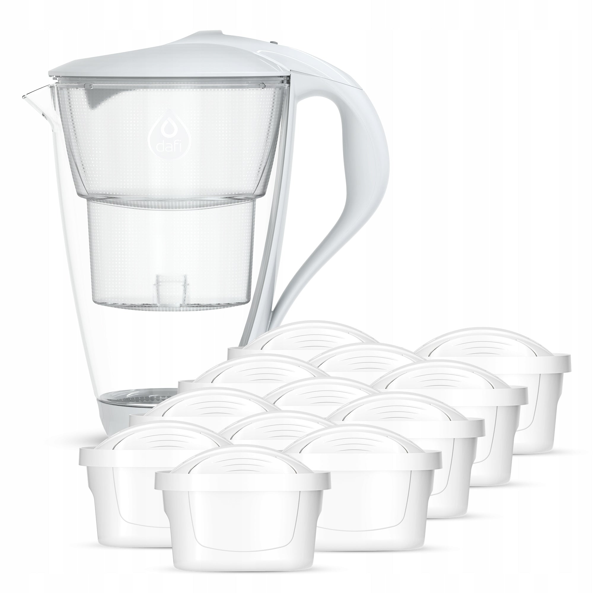 Glass jug DAFI CRYSTAL UNIMAX LED 2L White + 12 filters