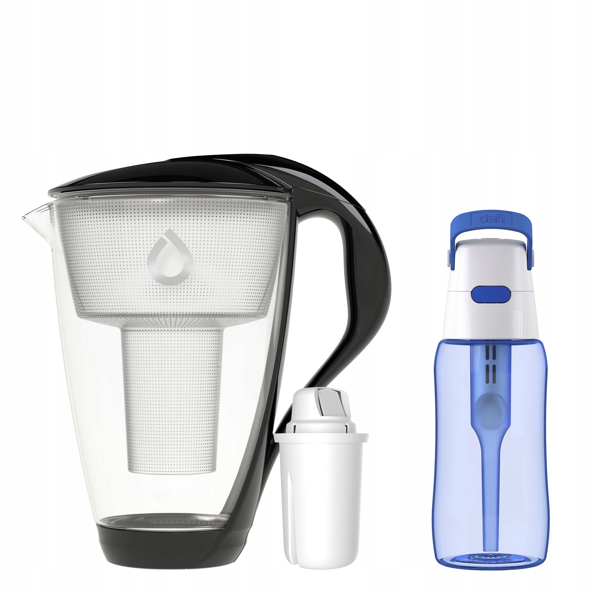 Glass jug Dafi CRYSTAL black Classic +sapphire bottle 0,5 dyed