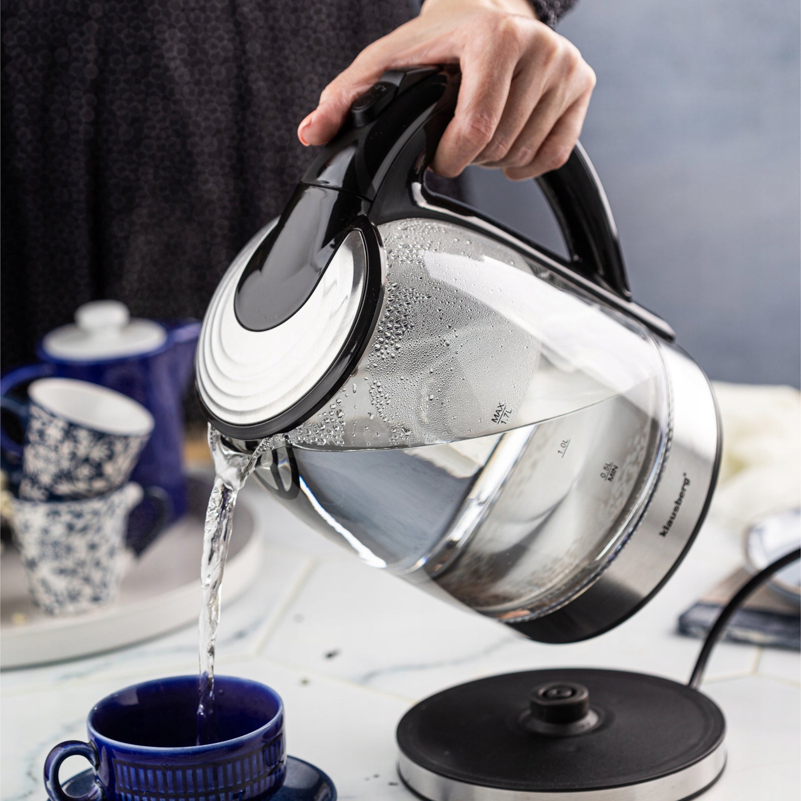 Glass kettle LED electric Klausberg KB-7886 1.7L 2200W inox filter Dominant color clear