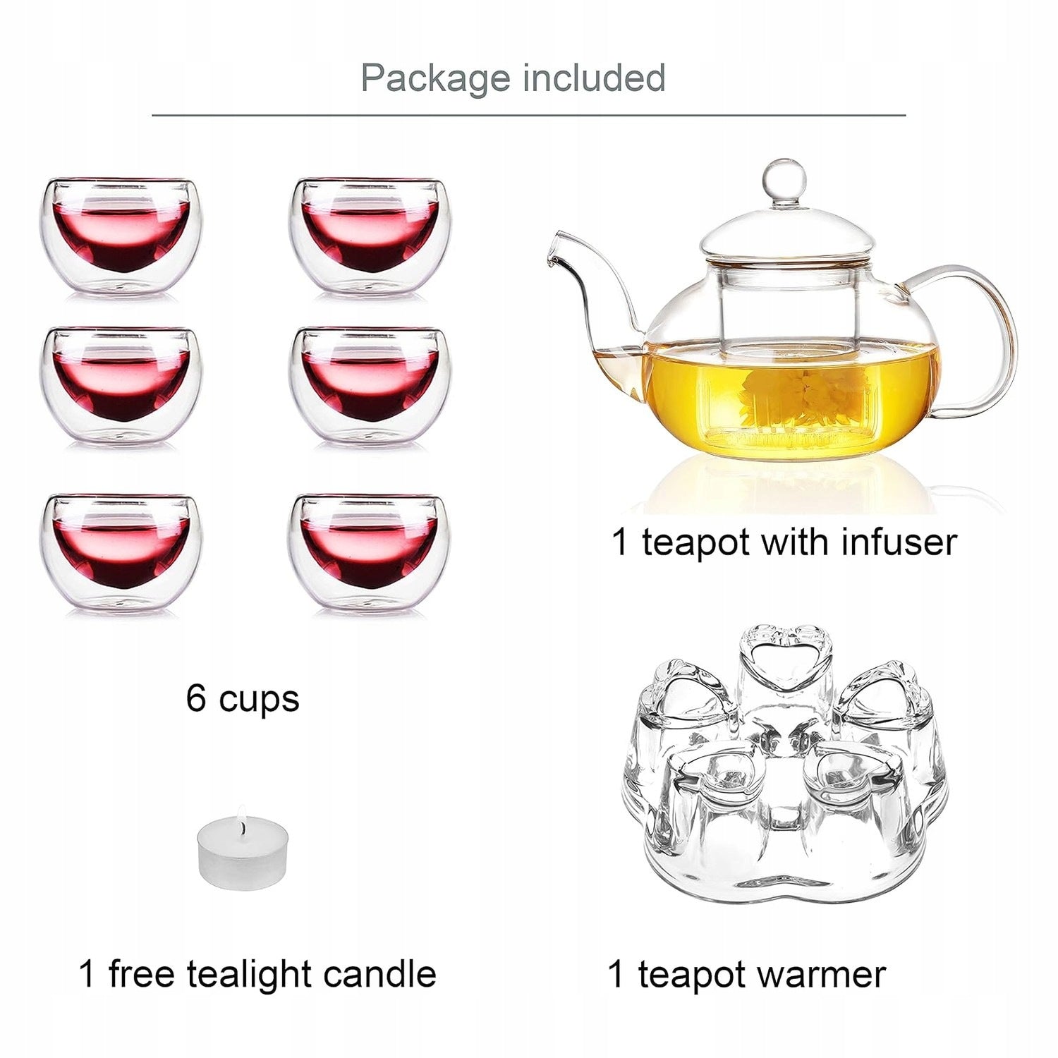 Glass kettle with infuser with 6 cups, 770 ml, 11 el