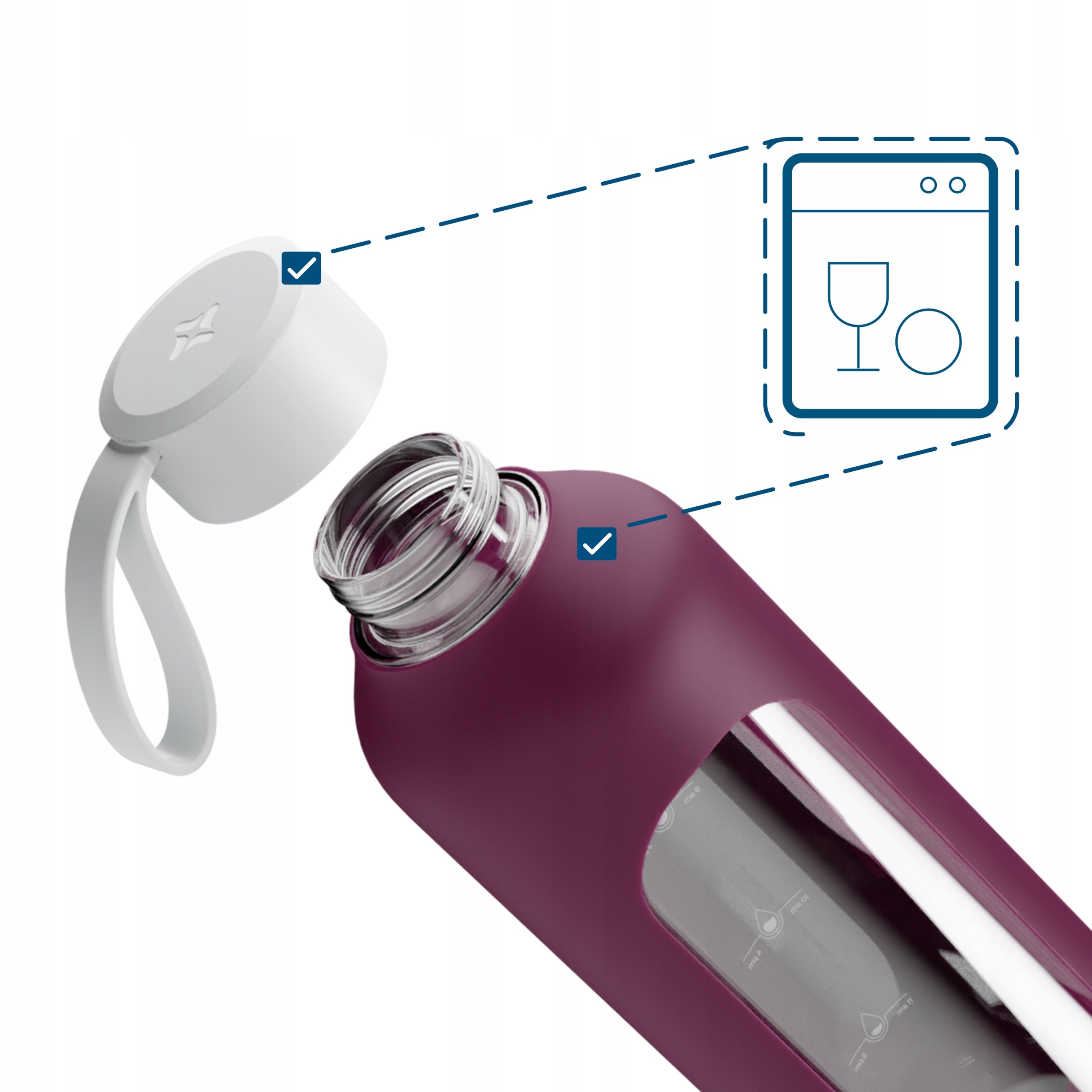 Glass water bottle 1l Wessper B1 BOROSILICATE Ruby Brand Wessper
