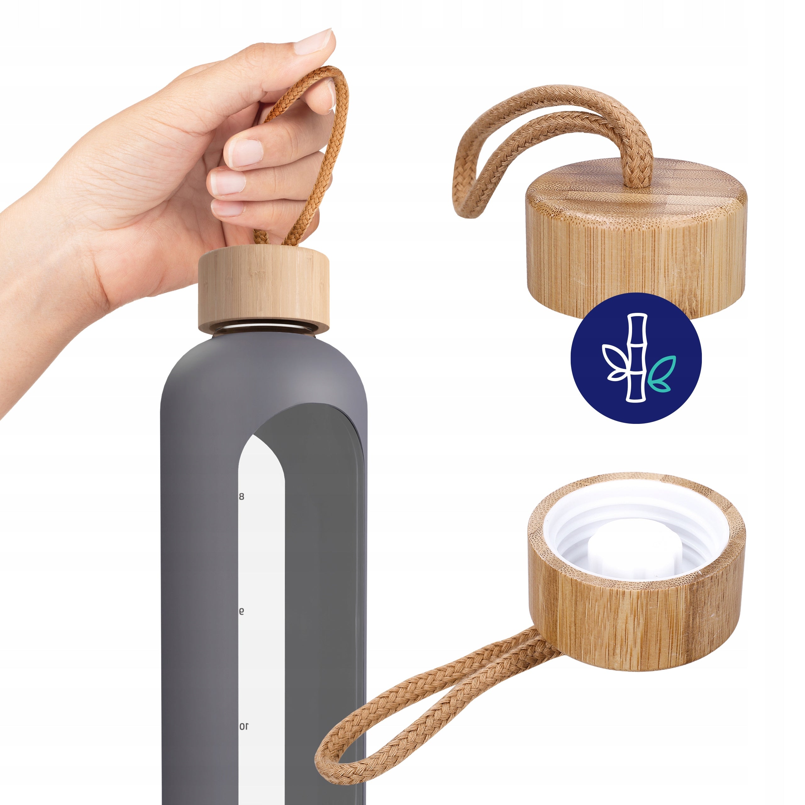 Glass water bottle motivational reusable sealed 1L AquaFloow Brand AquaFloow