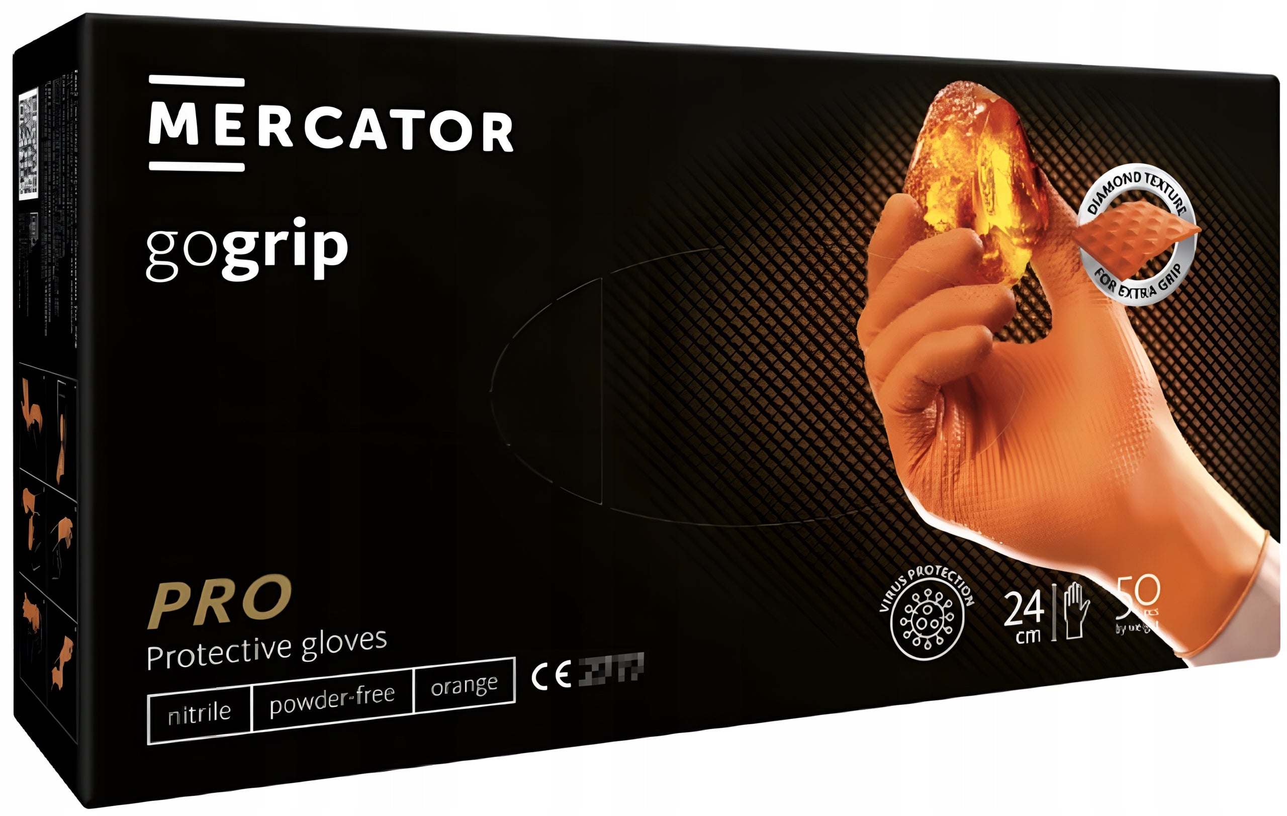 Gloves gloves NITRILE very strong GO GRIP ORANGE porous 50 pcs Medical device no