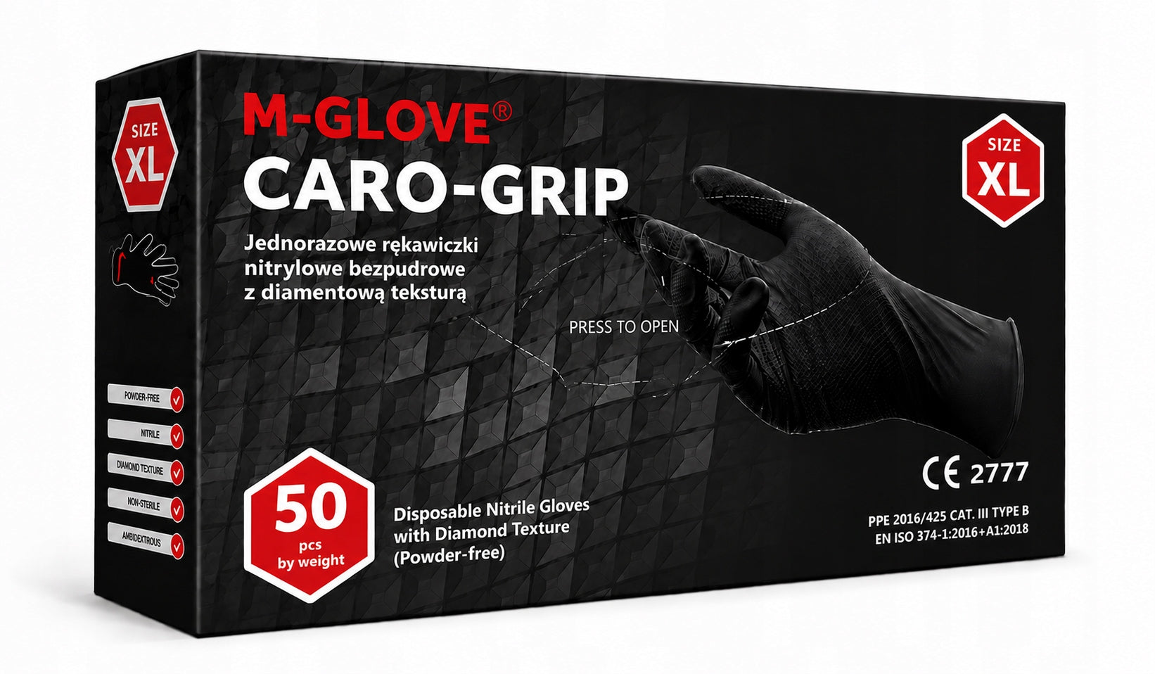 Gloves gloves NITRILE very strong GRIP BLACK porous 50 pcs CAT 3