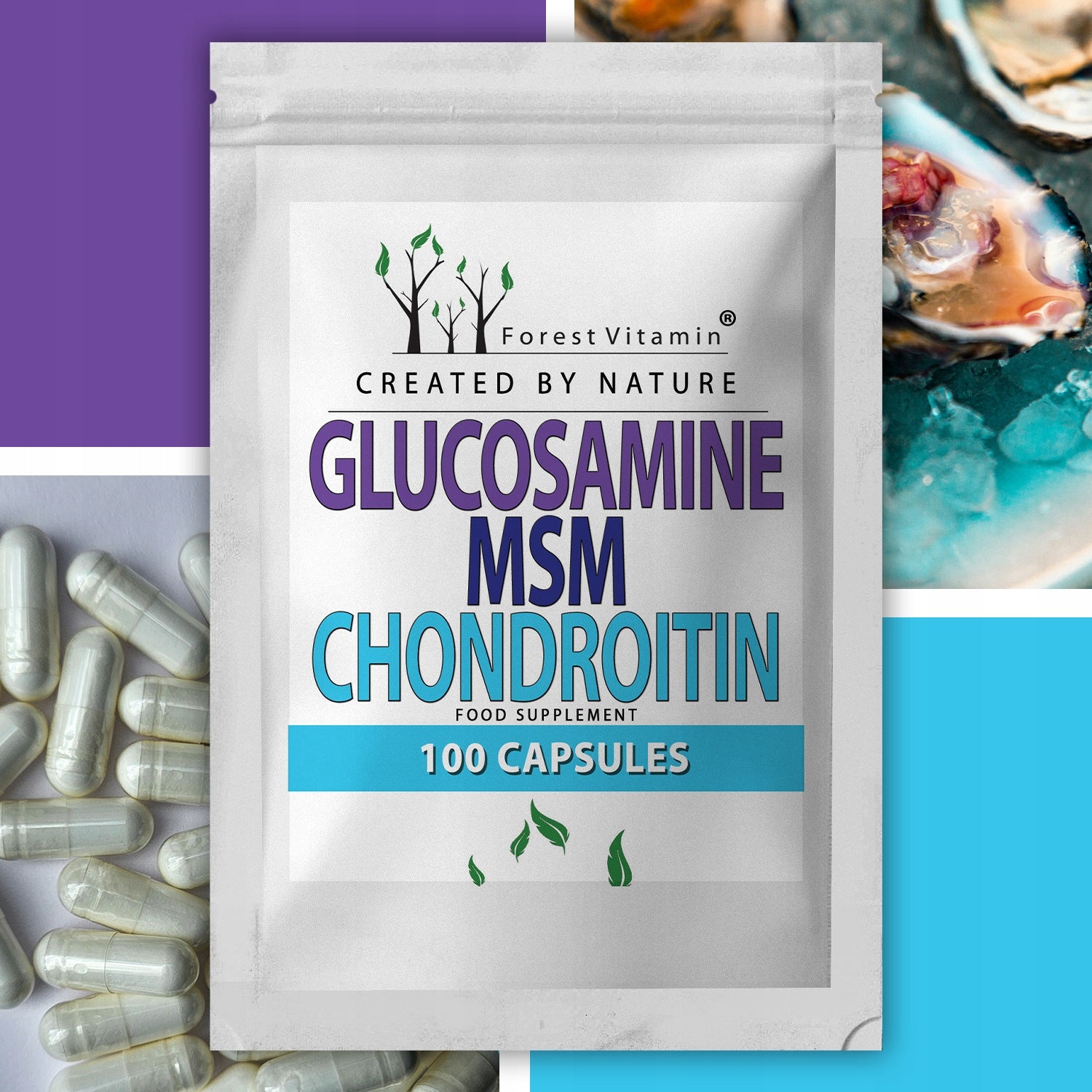 Glucosamine MSM Chondroitin 100caps SUPER SET FOR JOINTS KNEES BONES Number of pieces 100 pcs