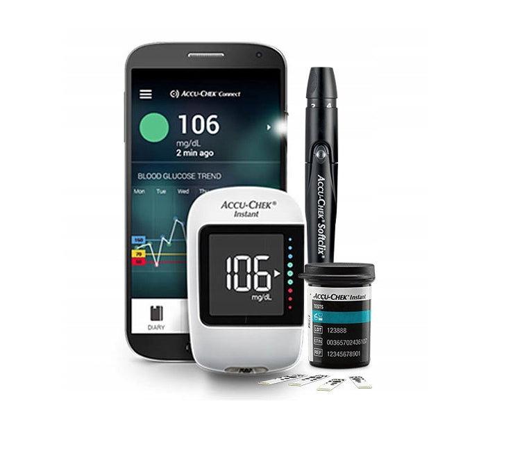 Glucose Meter Accu-Chek Instant mgdL NEW Glucose Strips + lancet Packaging status original