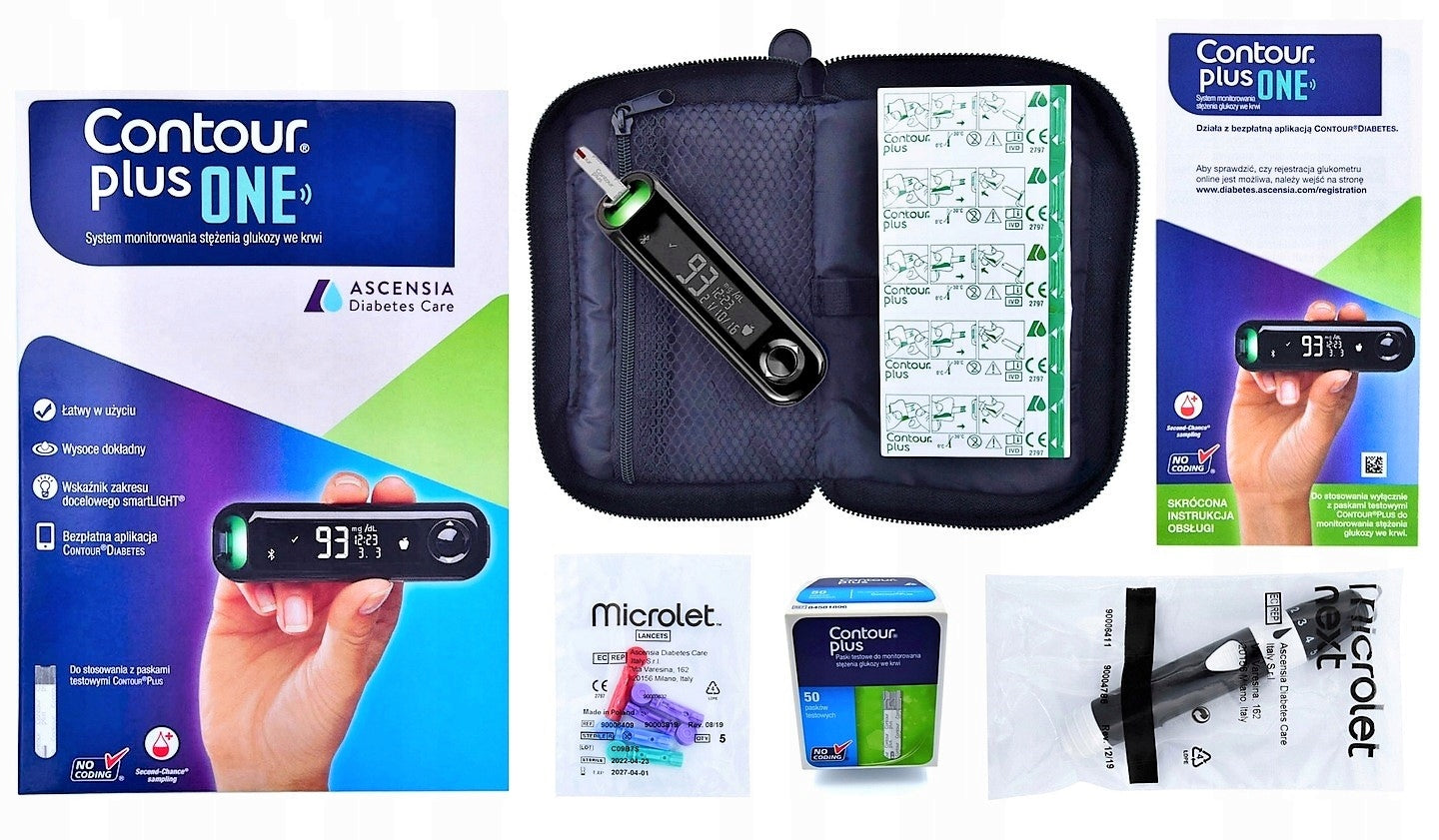 Glucose Meter Contour Plus ONE Set of straps, lancets, lancets warranty PL Medical device yes
