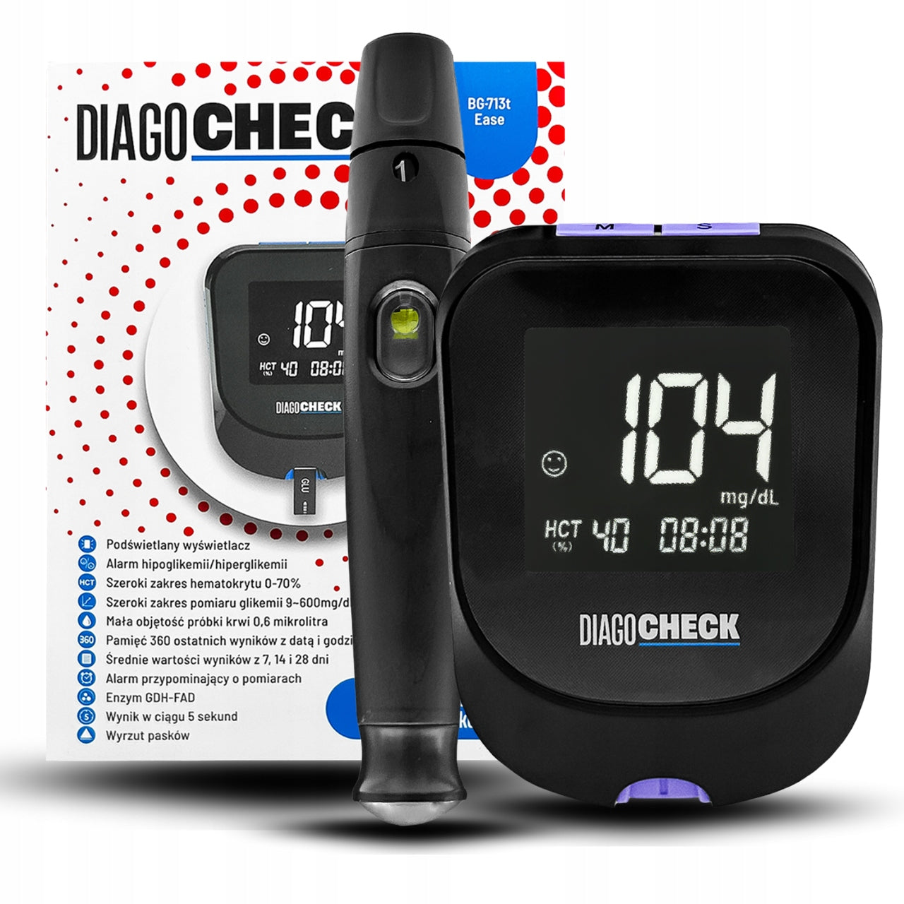 Glucose meter Diagocheck whole glucose monitoring kit. Accurate.Set!
