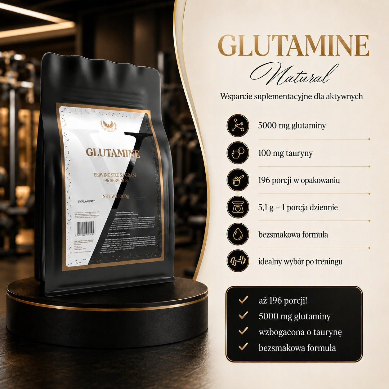 Glutamine 1000g Glutamine 1kg Natural Intestinal Regeneration Victorious Packaging status original