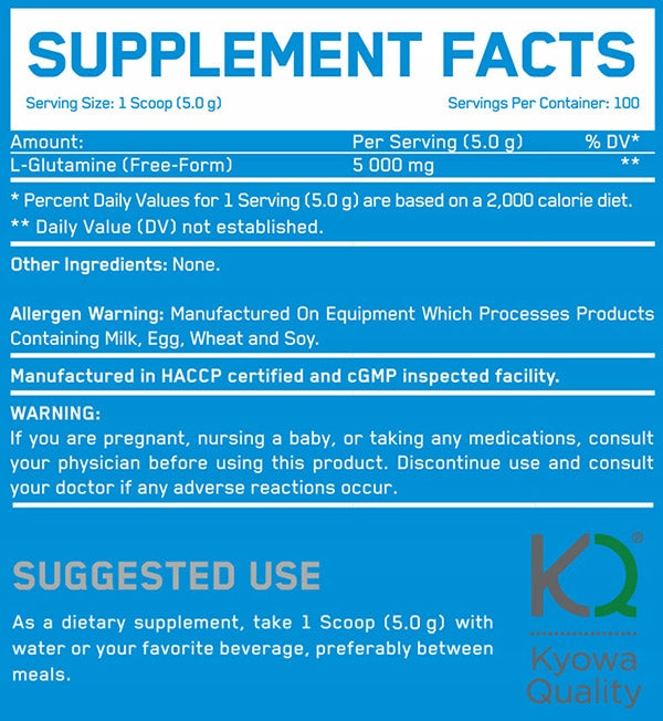 Glutamine Powder Everbuild Nutrition Unflavored 500 g Expiration date not specified
