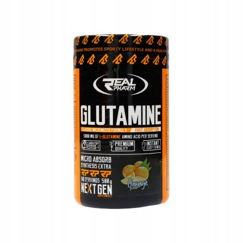 Glutamine Powder REAL PHARM 500g Orange Amino Acid Regeneration Expiration date at least six months from the date of purchase