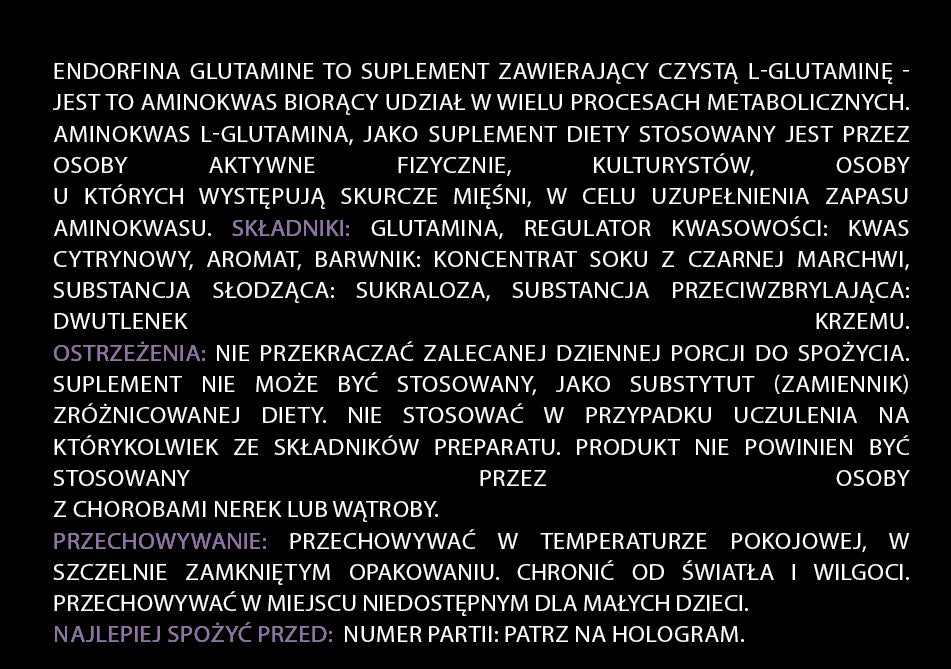 Glutamine orange 150g Endorfina Expiration date at least 1 year from the date of purchase