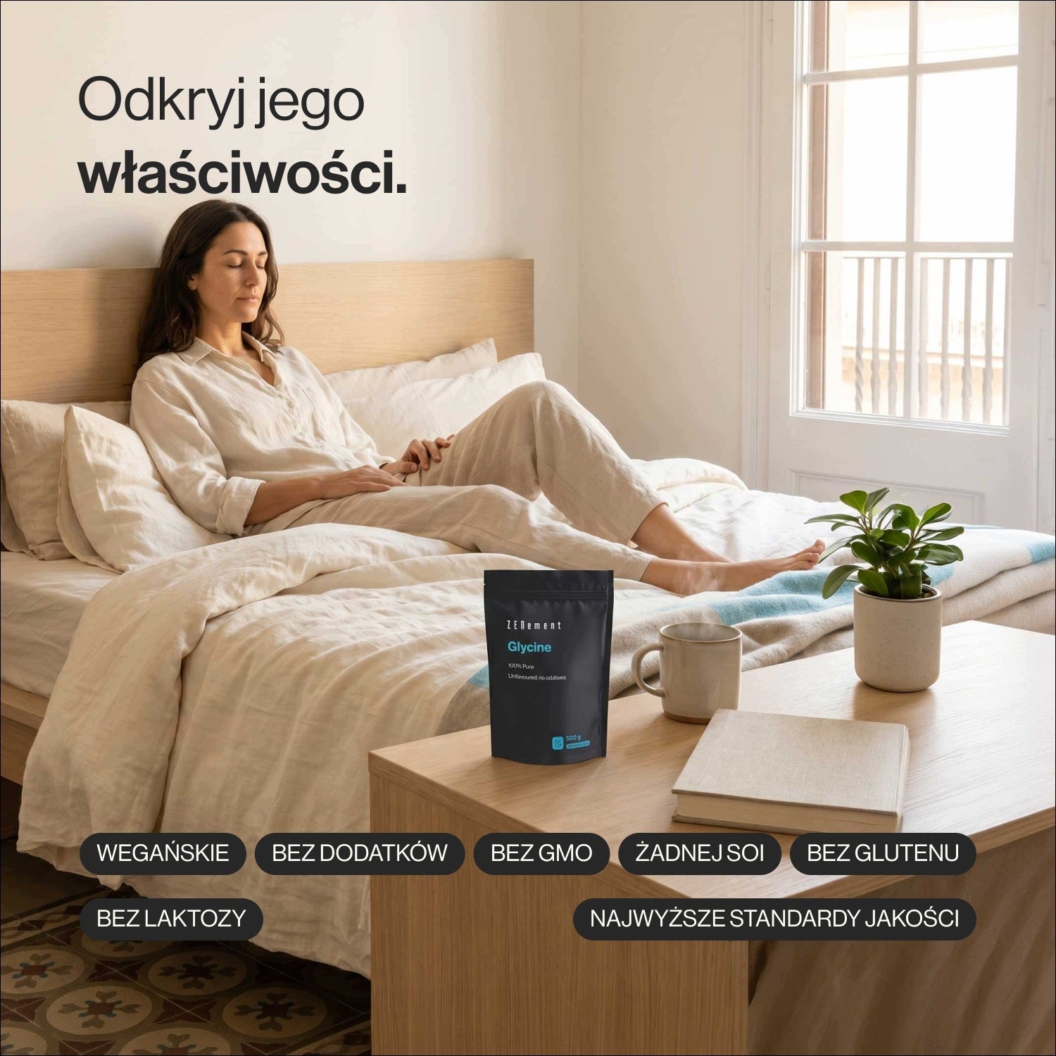Glycine Powder 500g – 3000 mg/Dose – 100% Pure, No Additives – Zenement Packaging status original
