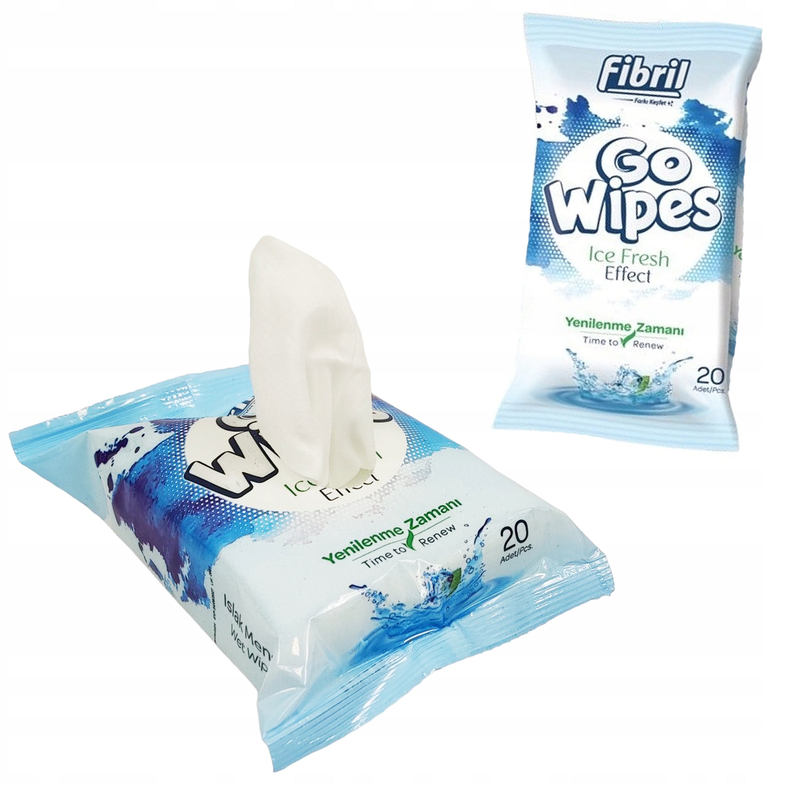 Go Wipes Ice Fresh Wet Wipes Cooling Travel 1x 20 Pcs Packaging status original