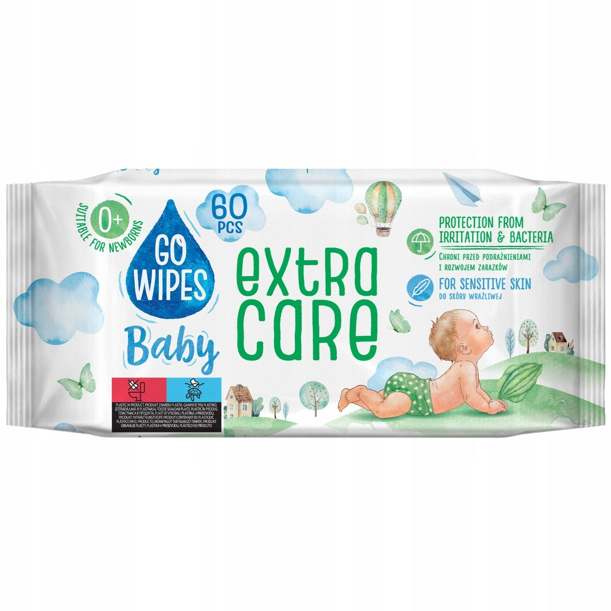GoWipes Moisturized Baby Wipes Antibacterial with Allantoin 60 Pcs
