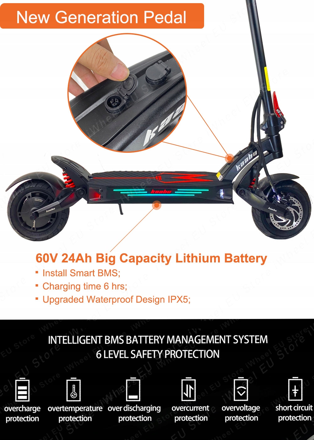 Gold Kaabo Mantis King GT 60V 24Ah Electric Scooters 1100W*2 Dual Motor Color gold