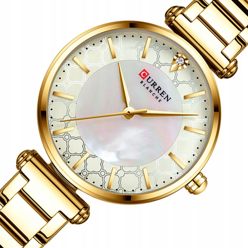 Gold Women's Watch On Bracelet Quartz CURREN Gift Box