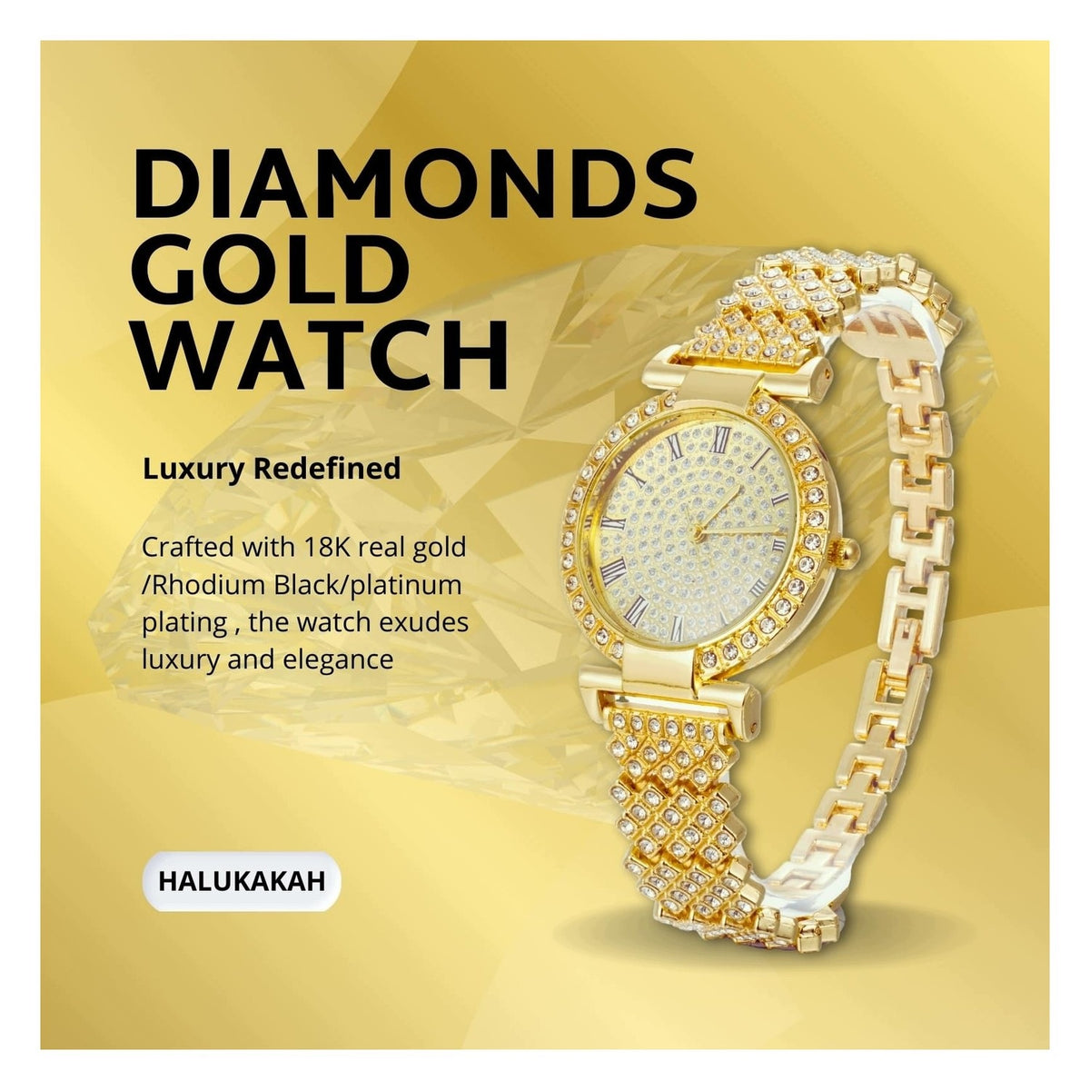 Gold watch for boys - with diamonds - 31mm Brand no brand