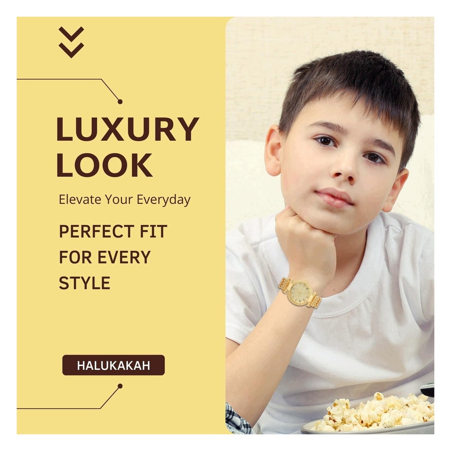 Gold watch for boys - with diamonds - 31mm Kind analog