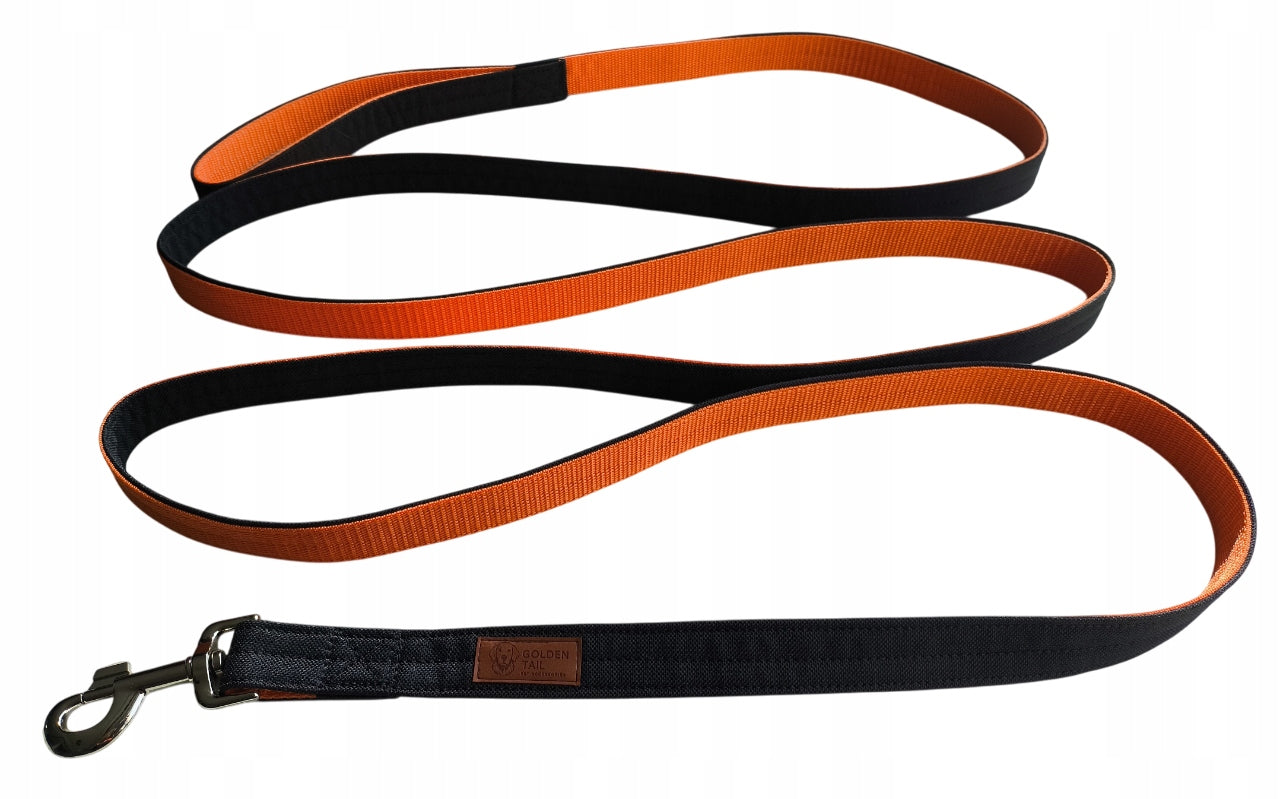 GoldenTail Dog Leash 3m Large Carabiner Orange Black Strong Trade name GoldenTail