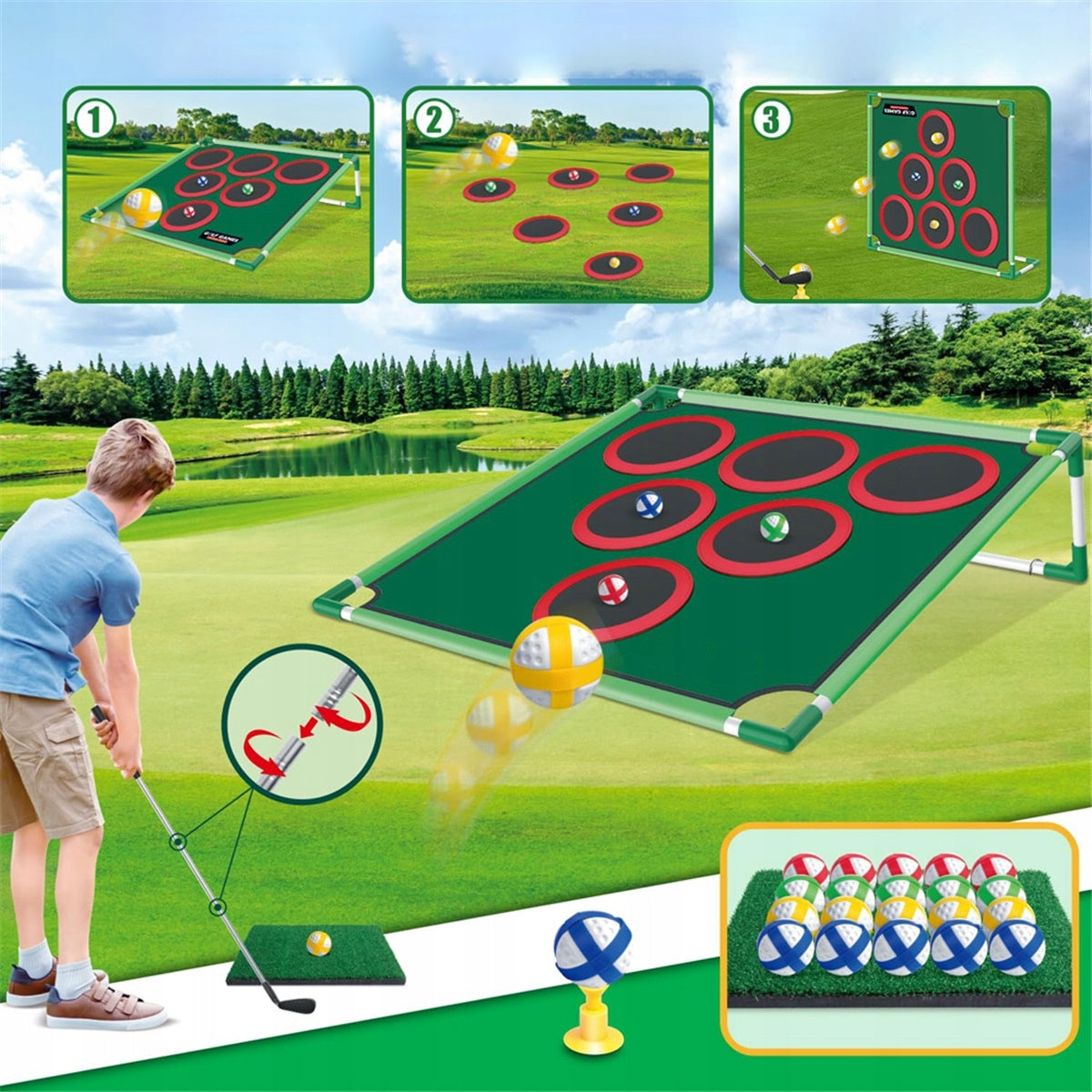 Golf Set Interactive With Hands 4 Colors For Garden Play Manufacturer code zestaw do gry w golfa W Ogrodzie