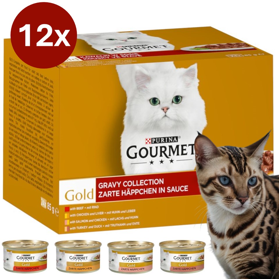 Gourmet Gold 12x85 g | EXQUISITE PIECES IN SAUCE | Cat food from Germany