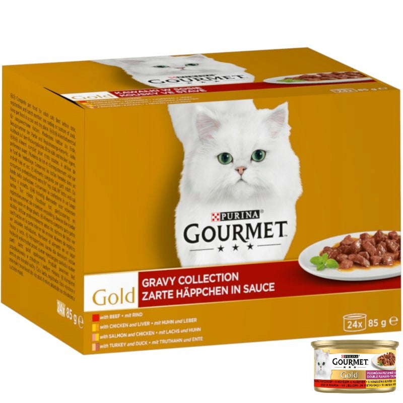 Gourmet Gold Cat Food Pouches, Chunks in Sauce, Mixed Flavors, 24 x 85g