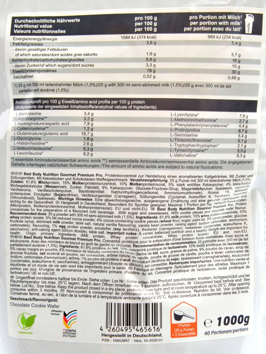Gourmet premium pro protein 1000g jahodový krém Expiration date at least six months from the date of purchase