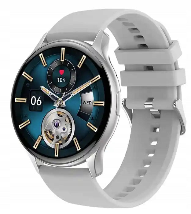 GraceSmart Grey Modern Business Women's Smartwatch with White Strap