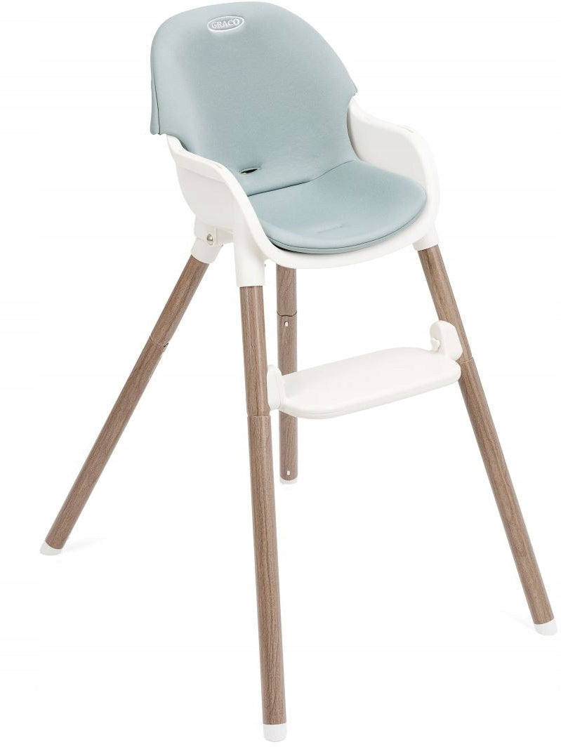 Graco Presti - 3in1 Folding Baby Highchair | Duck Egg Color white shades of gray and silver