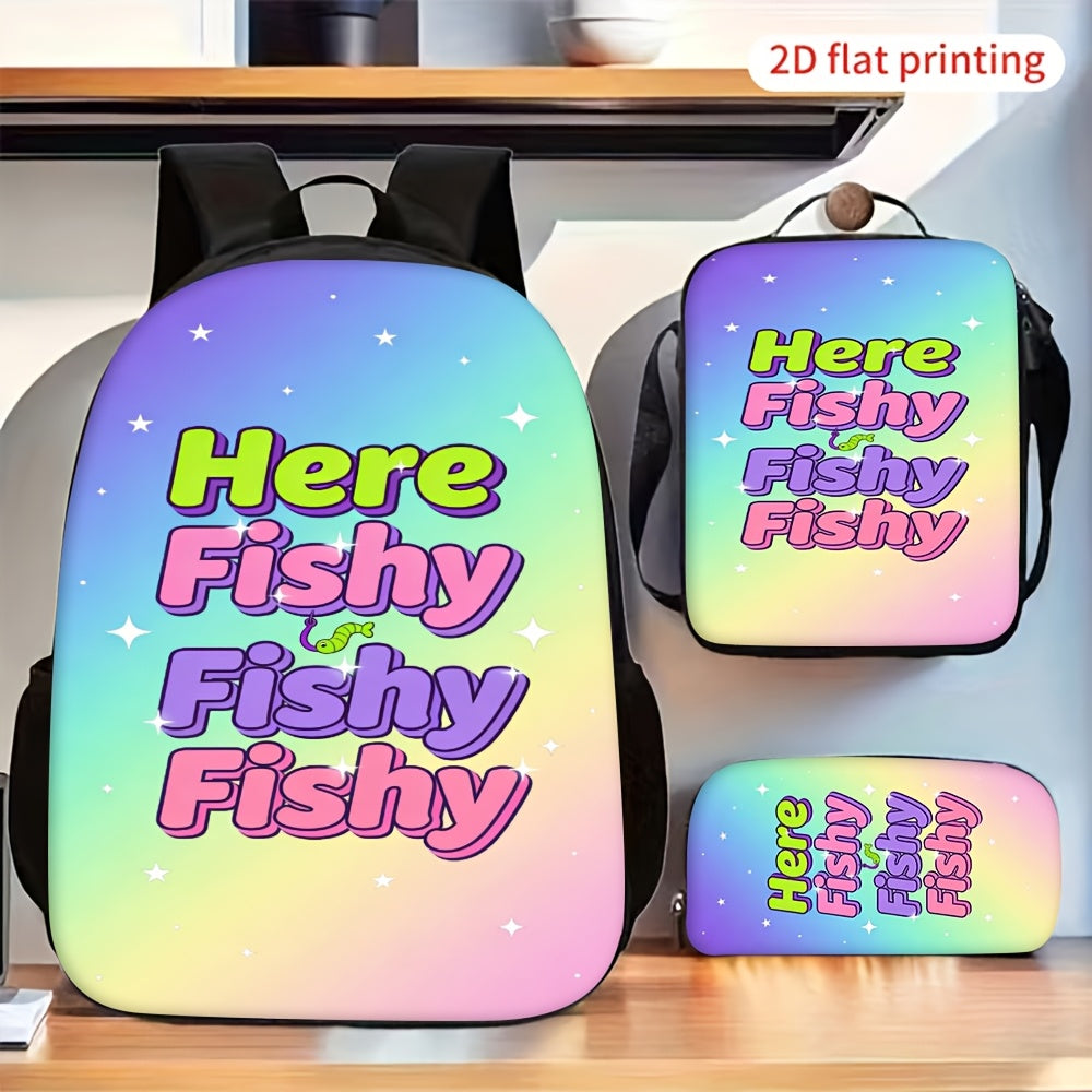 Gradient Star Fishy Fishy Fishy 3-Piece Backpack Set