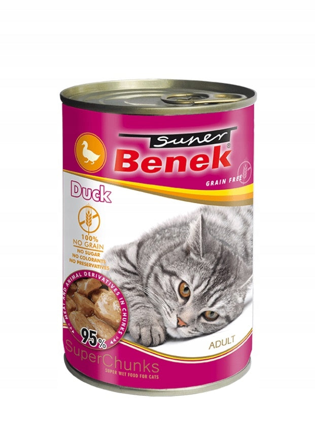 Grain-free wet food with duck in sauce 415g SUPER BENEK cat can Trade name Super Benek Chunks Bezzbożowa Mokra Karma Dla Kota Z Kaczką W Sosie 415g
