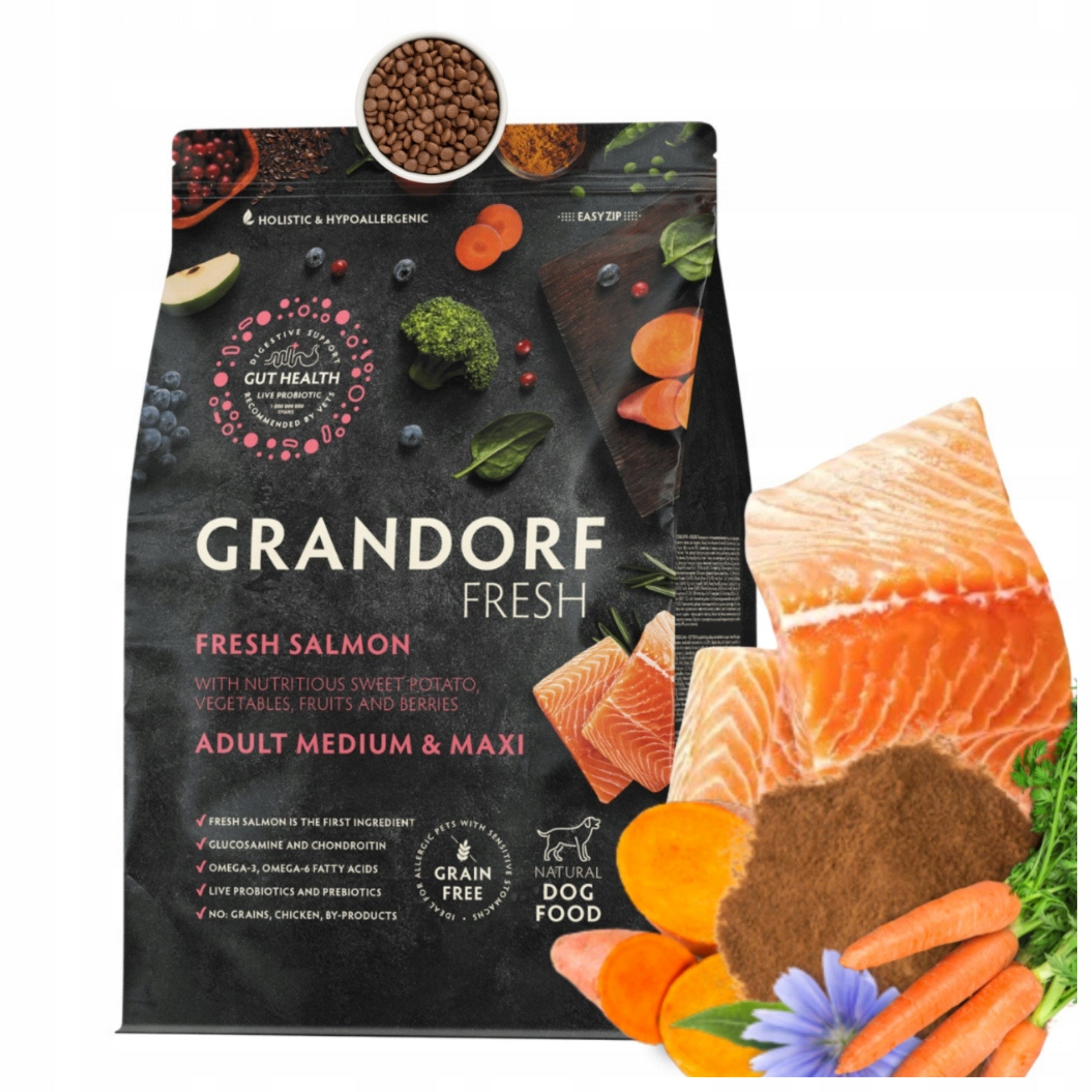 Grandorf Fresh Salmon Medium Maxi Dry Dog Food Grain Free Salmon 3kg