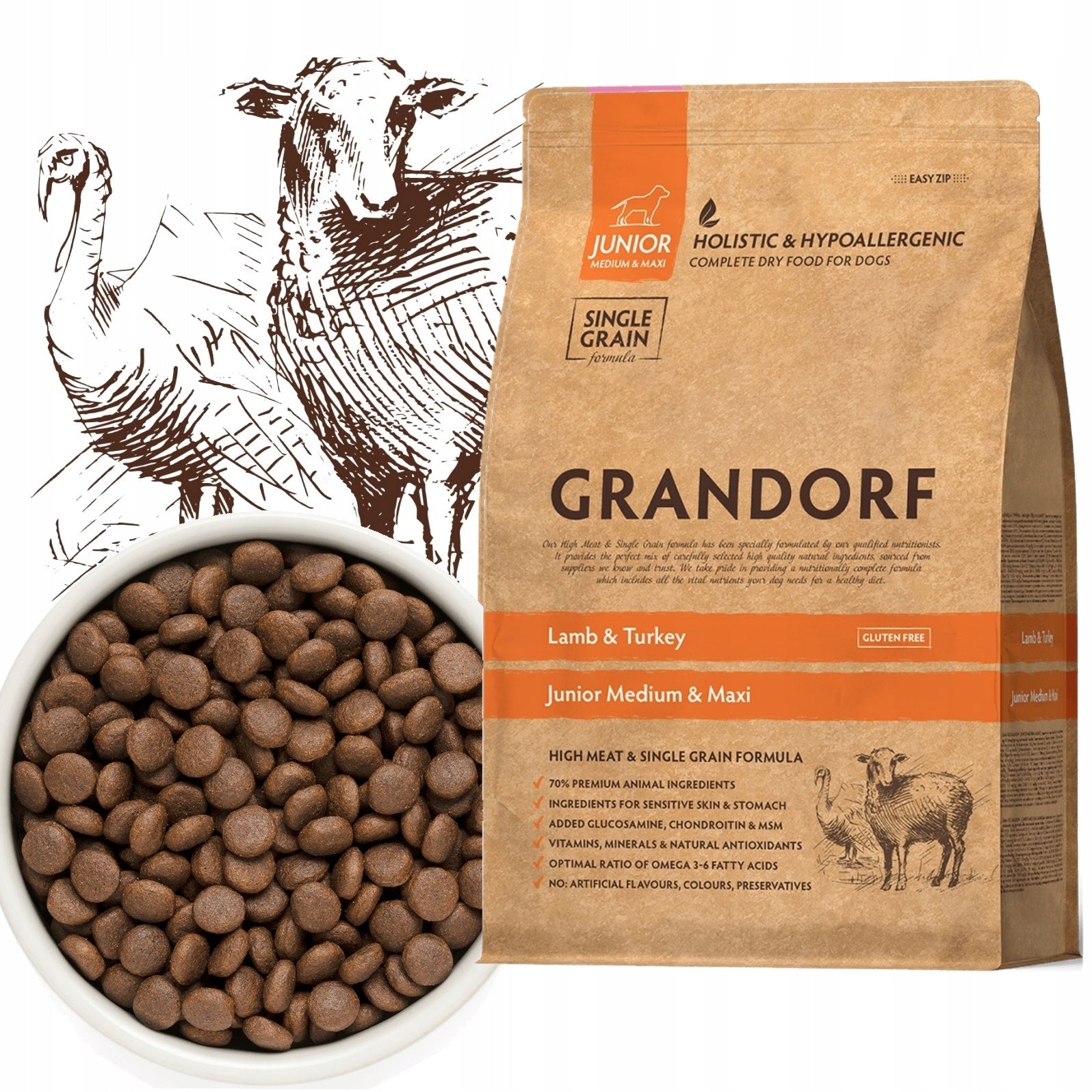 Grandorf Junior Medium Breed Lamb & Turkey 10kg Brand Grandorf