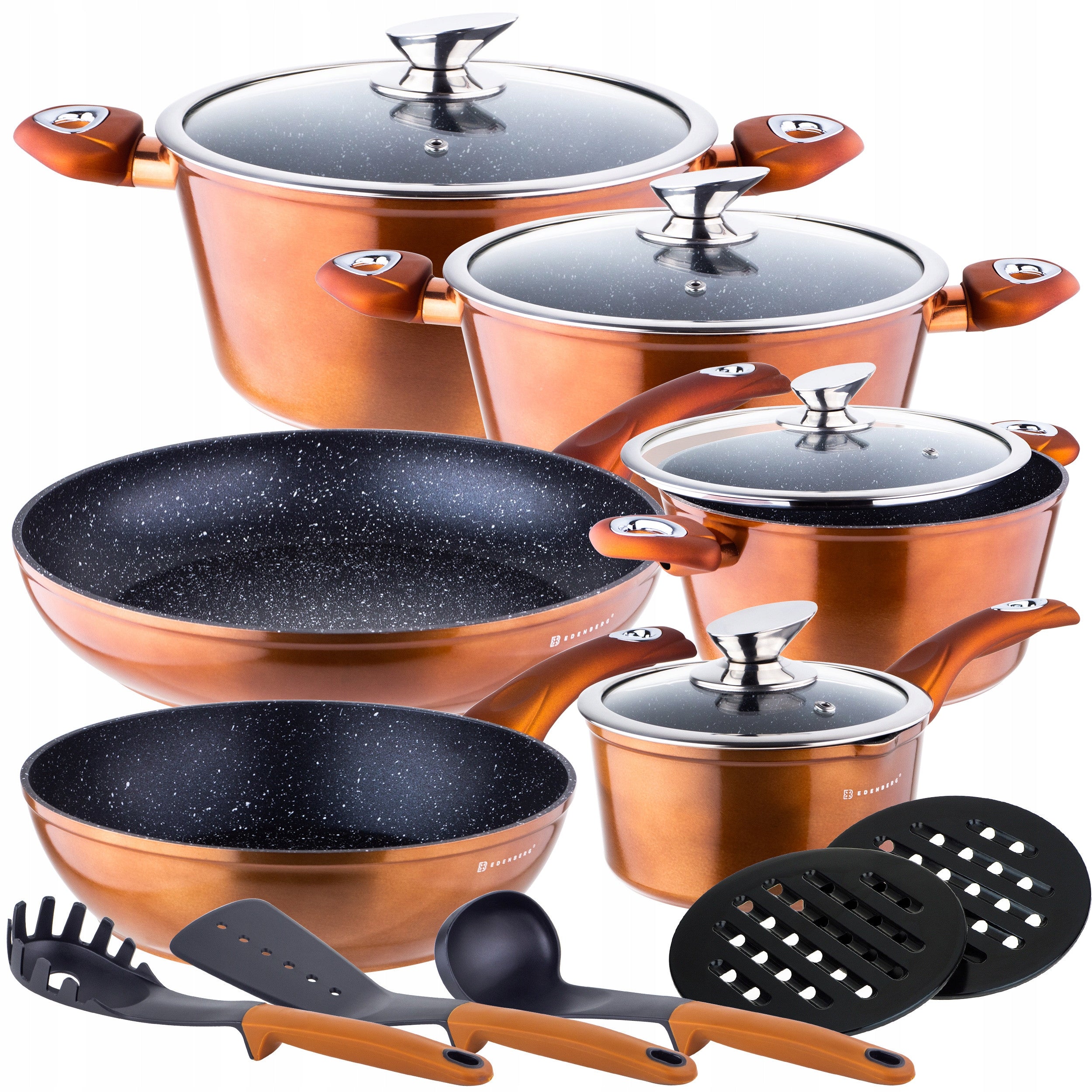 Granite pots large set of pots granite pan utensils 15 el.