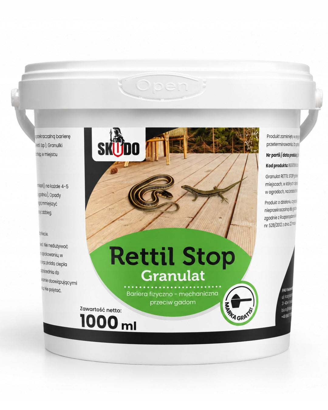 Granules for snakes and lizards 1000 ml natural barrier against reptiles Manufacturer code RSG01SKUDO