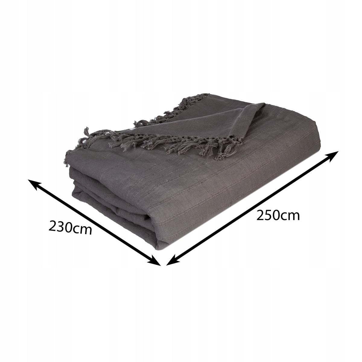 Graphite bedspread with tassels blanket blanket Brand Atmosphera