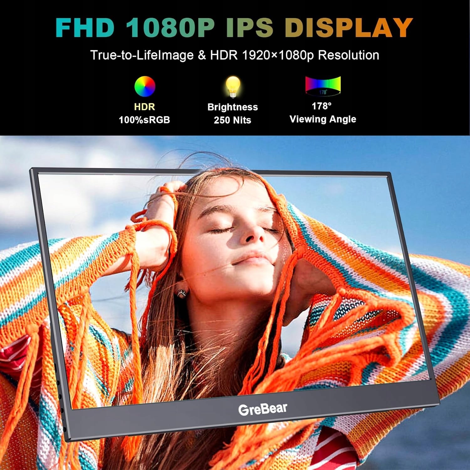 GreBear 15,6" PORTABLE LCD Monitor 1920 x 1080 px IPS / PLS not available Packaging status original
