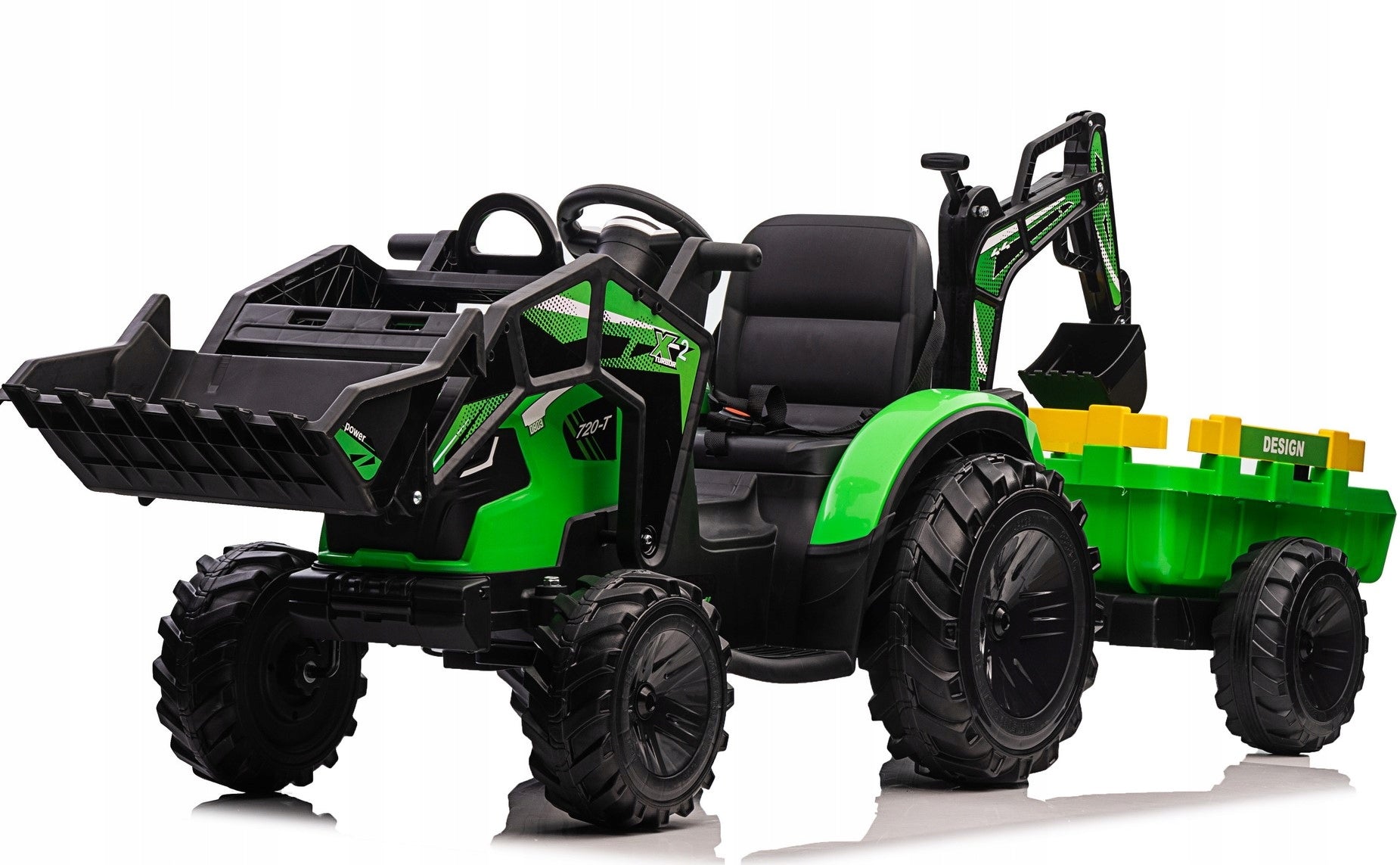 Great 720-T Battery Excavator Tractor With 24V 10Ah Trailer