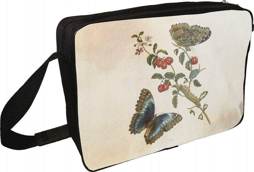 Great Blue Butterflies and Red Fruits Maria Sibylla Merian Shoulder Bag