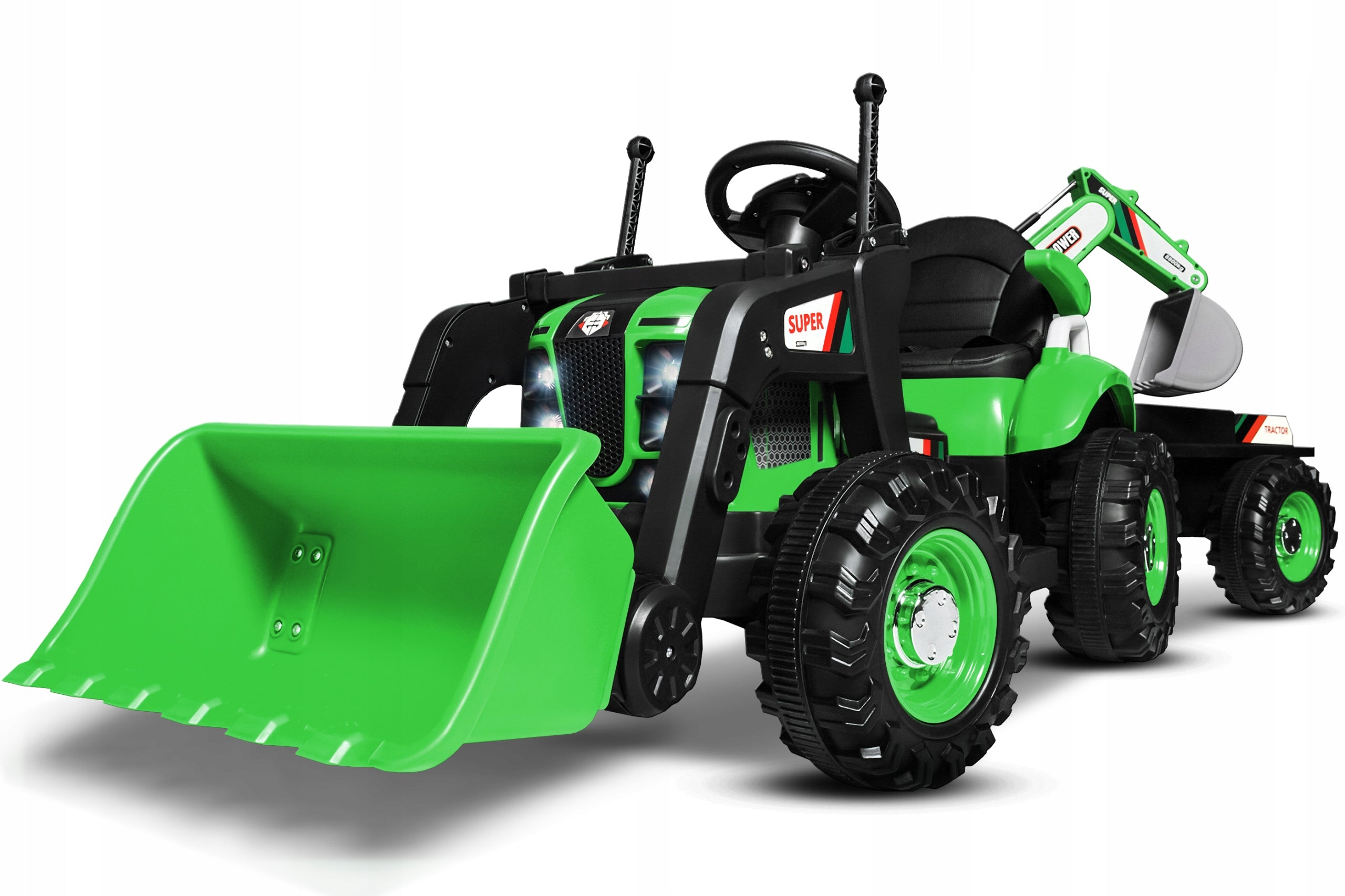 Great Electric Tractor Joy4kids 3in1 with excavator and trailer for children