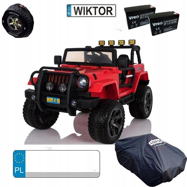 Great Jeep Monster 4x4 Battery Pack for Kids (Red) + Backpack and Cover Maximum load 30 kg