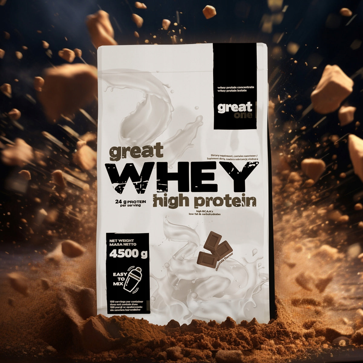 Great One Protein Great Whey Concentrate Isolate WPC WPI 4500g Vanilla Delicious Expiration date at least 1 year from the date of purchase