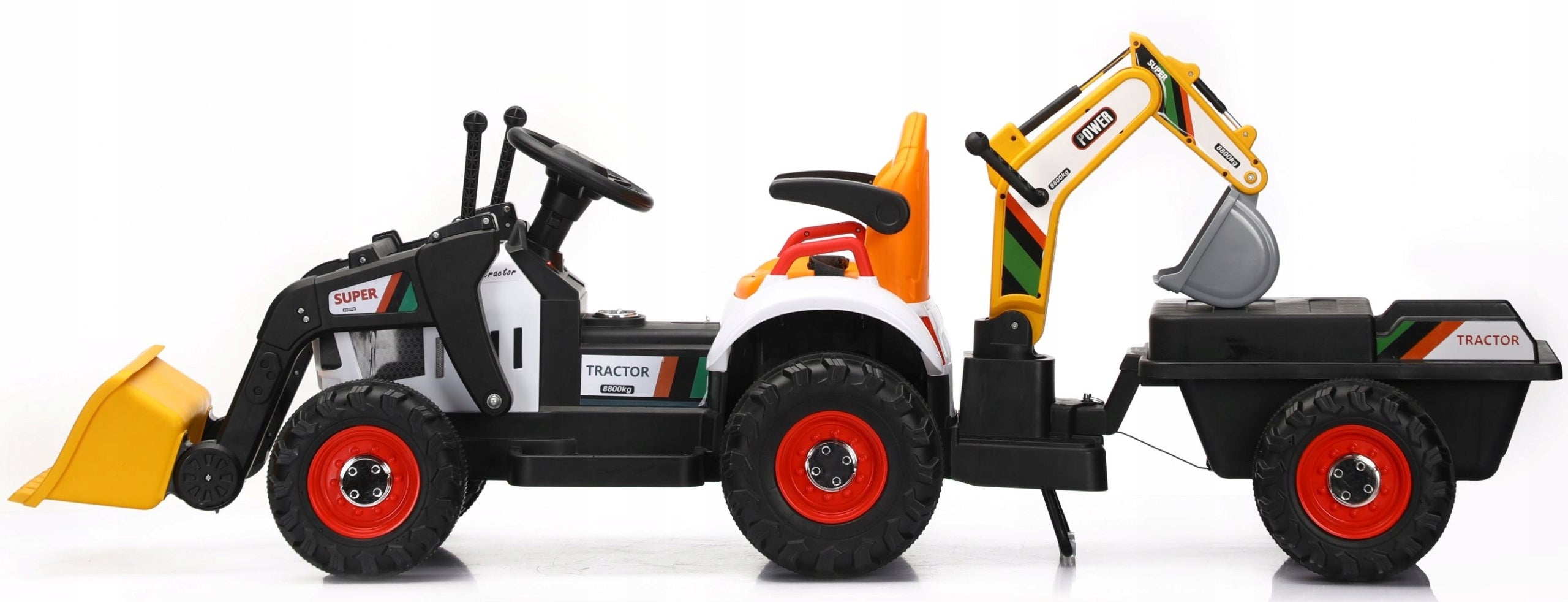 Great tractor battery excavator with trailer rubberized wheels skin Manufacturer code KOPARKA 1588