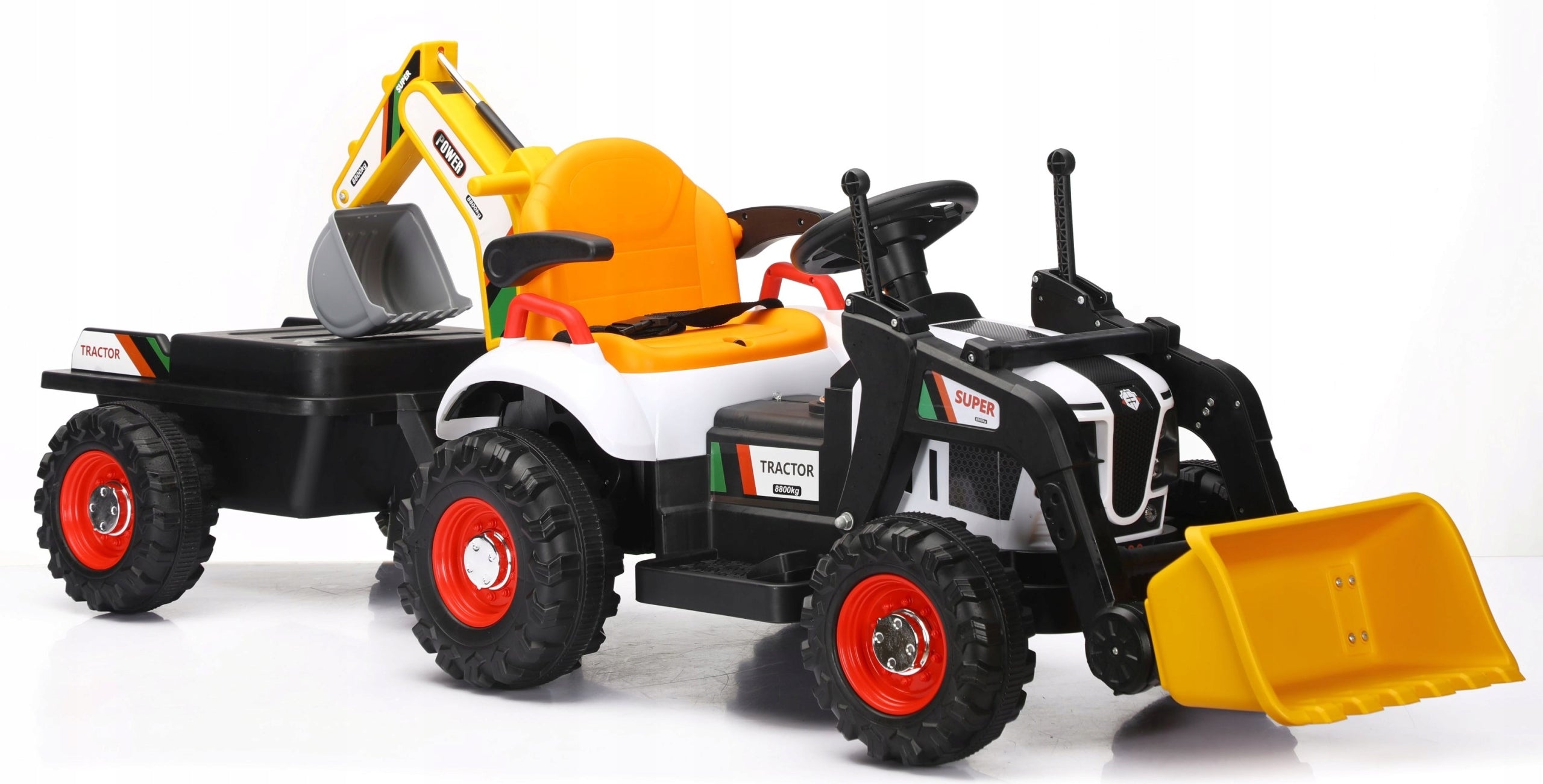 Great tractor battery excavator with trailer rubberized wheels skin