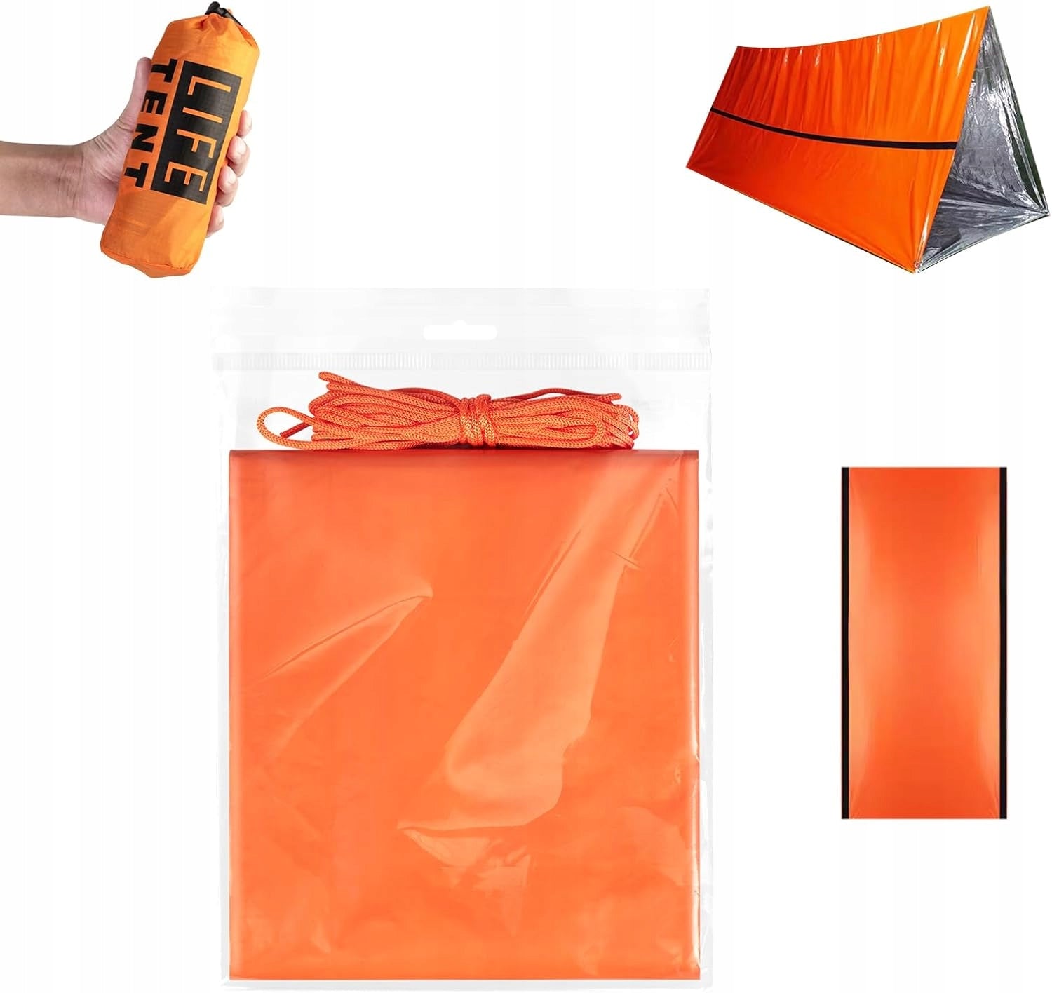 Green EMERGENCY THERMAL Tent LifeTent 2-Person 241x119x79cm Model emergency_tent_green